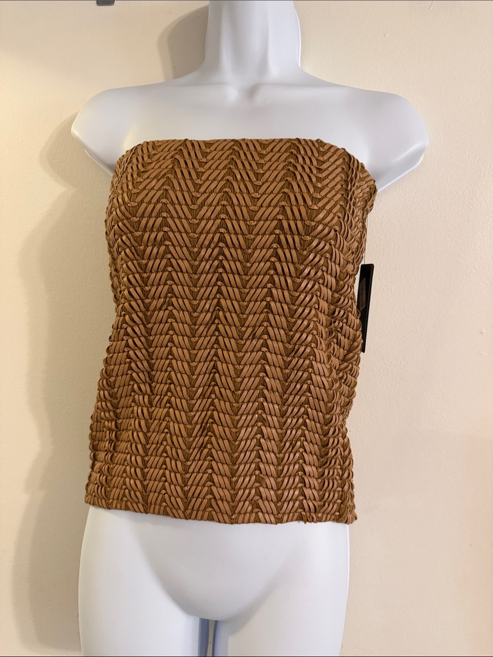 NWT Guess Textured Strapless Tube Top - Brown Size XS